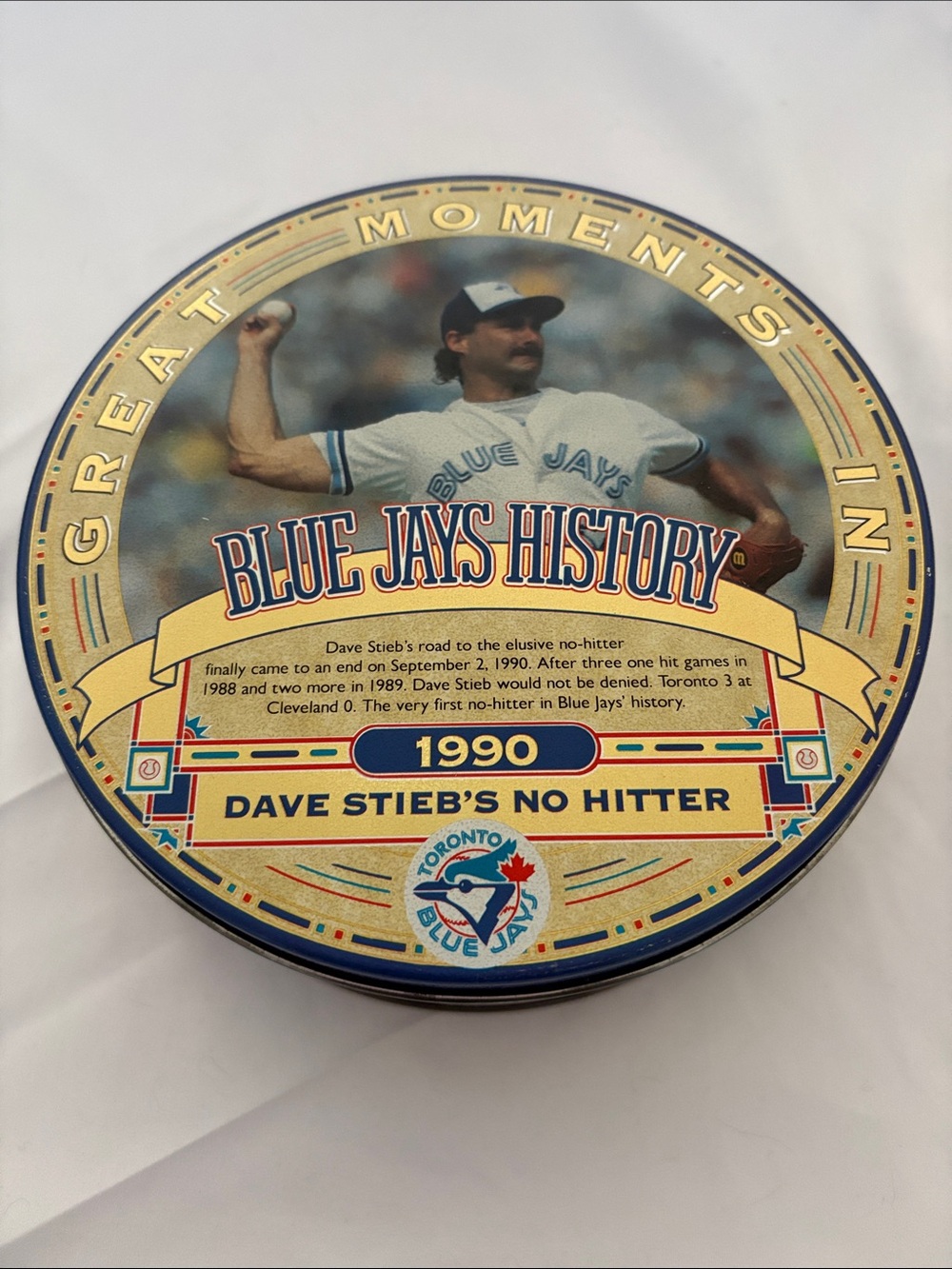 1990 Great Moments Toronto Blue Jays History Collector Tin Dave Stieb No Hitter